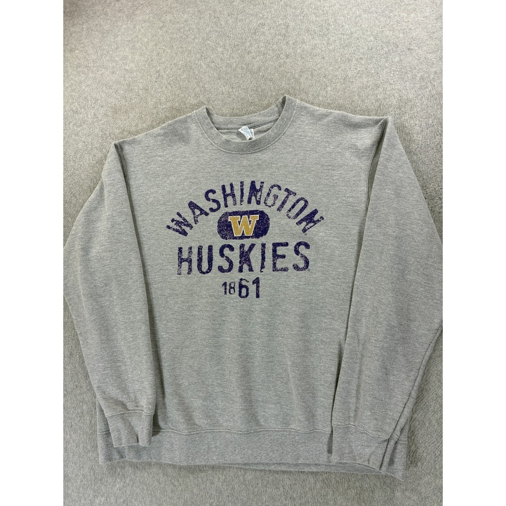 Washington‎ Huskies Distressed Look Campus Crew Sweatshirt (Men's XL) Gray